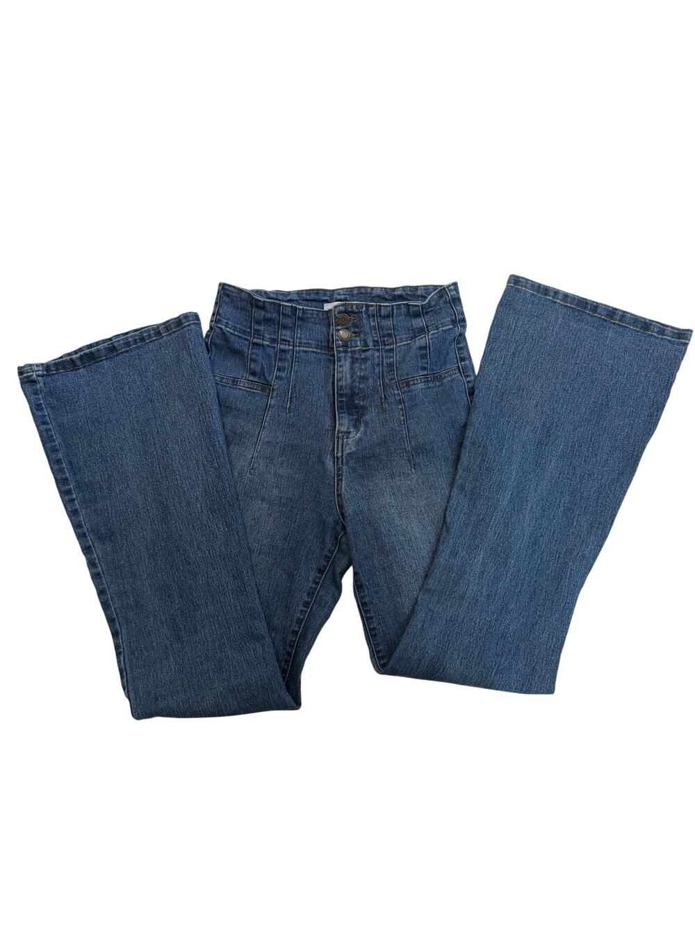Vanilla Star High Waisted Flare Jeans Size 7 W28 Dark Wash 70s Penny Lane Retro